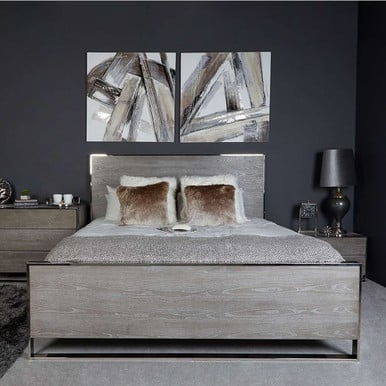 Luxury Slate coloured wooden Ashley Stephens designer Bed Frame