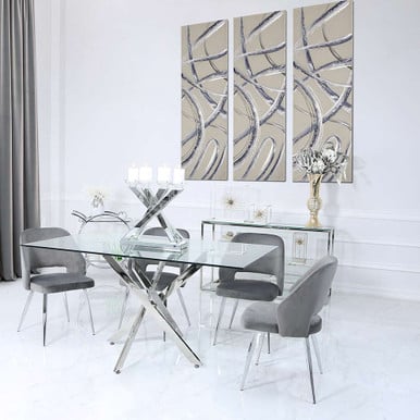 Designer Furniture, Dining Table, Glass Table, Table, white dining table, Land of Rugs