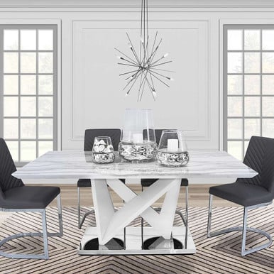 Designer Furniture, Dining Table, Glass Table, marble Table, white dining table, Land of Rugs, Bella Bianco