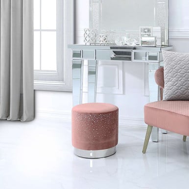 Furniture, Round Ottoman Stool, stool, pink stool, Land of Rugs, Modern furniture, pink furniture